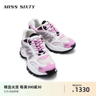 新款 运动鞋 Sixty2024春季 Miss 女网面拼接系带休T闲百搭厚底老爹