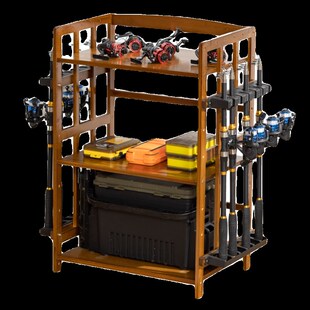 鱼竿支架鱼竿放置架展示架家用渔具收纳柜路亚竿架免打孔置物架竹