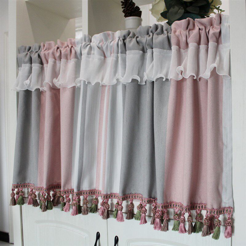 美式乡村咖啡帘地中海短帘门帘北欧布艺半帘飘窗帘布厨房店面隔断