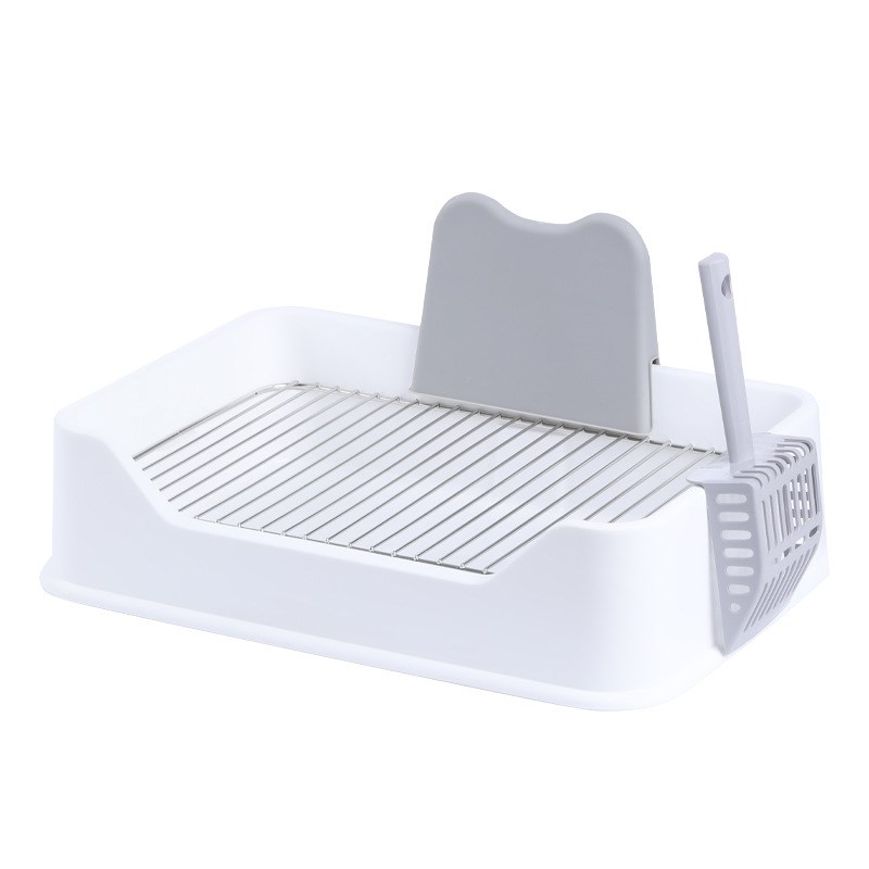 带挡板狗a厕所便盆防踩屎狗尿盆不锈钢网架狗砂盆中小型犬狗狗厕