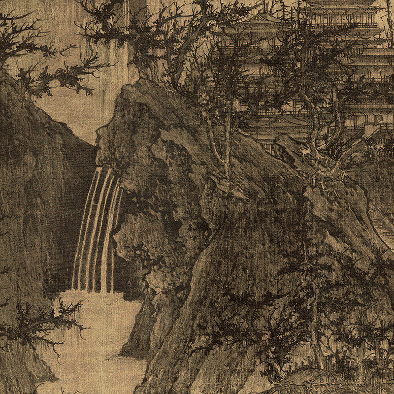 北宋 李成 晴峦萧m寺图国画山水画挂画竖轴名家真迹高清微喷复刻