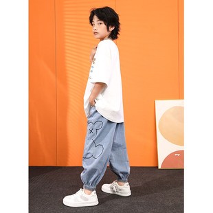 新款 2025兒童夏裝 子套裝 時(shí)尚 洋氣男生涼感時(shí)髦兩件套潮 夏季 男童褲
