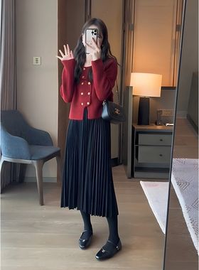 2024秋冬季哺乳衣外出辣妈款产后喂奶衣服春装开衫哺乳连衣裙套装