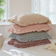 d全棉纯棉纱布单个48cmx74cm花边大号枕头套高级感粉色 枕套一对装