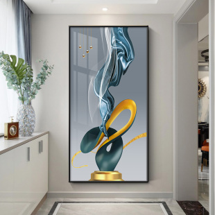 玄关挂画2022新款 挂画晶瓷画 走廊尽头壁画高端大气轻奢风创意竖版