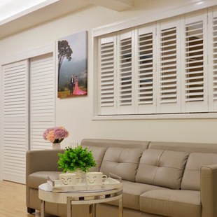 致尚椴木透气窗欧式实木窗帘书房卧室百叶门异型透气窗户定制窗帘