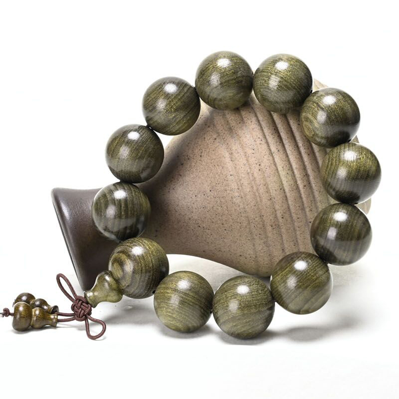 正宗精品金丝楠 阴沉木绿料手工打磨 佛珠手串男女情侣款手链
