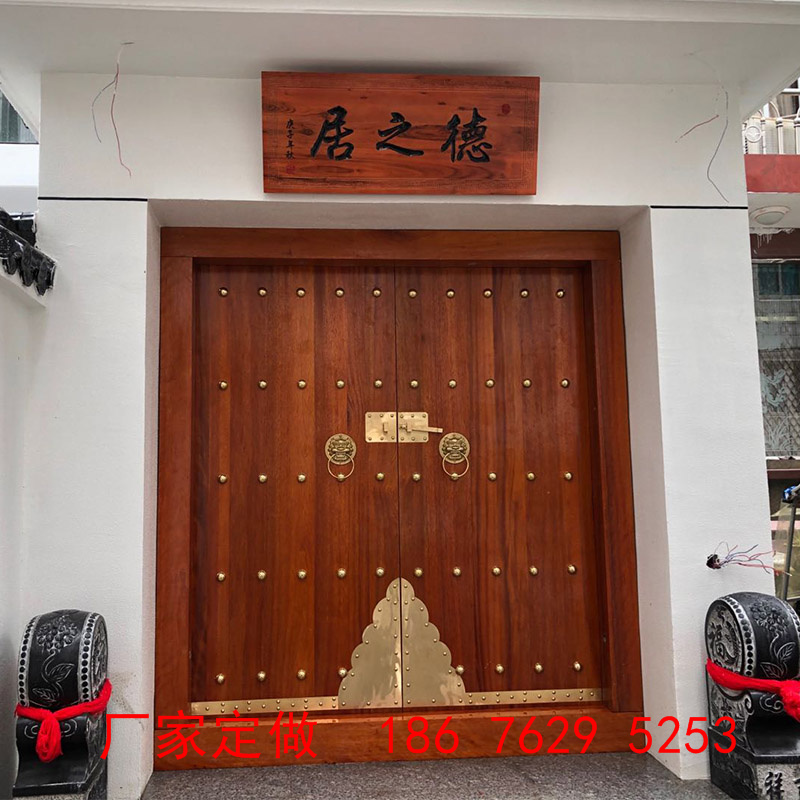 中式仿古大门实木别墅茶楼庭院大门乡村民宿双开大门原木门进户门