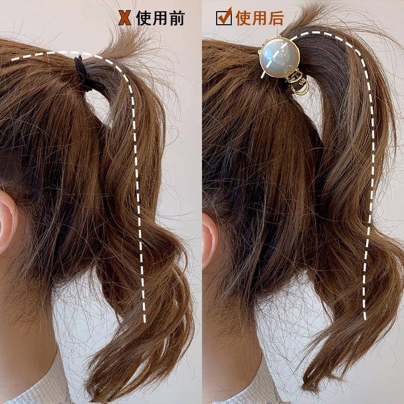 韩版简约珍珠发夹小号后脑勺抓夹高马尾固定神器高级感夹子头饰女