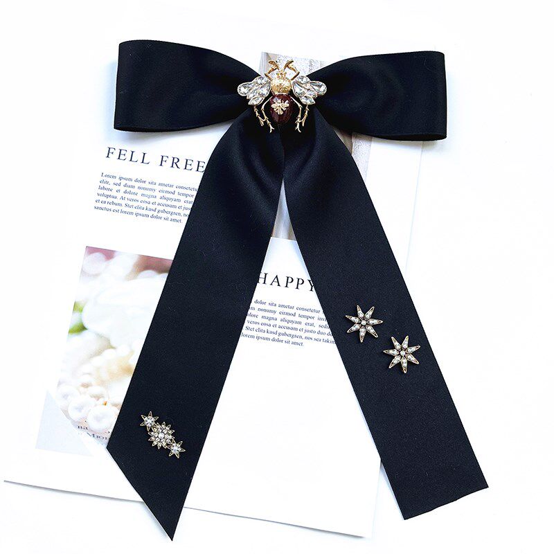 超大黑色飘带领结女韩国别针衬衫衣领装饰蝴蝶结百搭职业领花领口