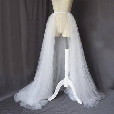 速发White Detachable Tulle Overskirt Skirt Black Elastic Wai