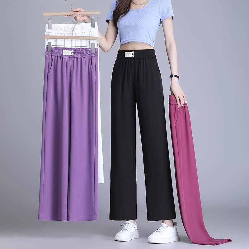 阔腿裤女2025新款夏季薄款九分裤小个子J冰丝白色窄版直筒裤宽松