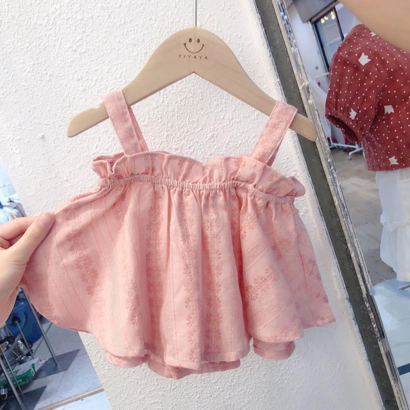 现货品牌清仓女宝宝吊带背心夏装套装新款小童小女孩洋气可爱婴儿