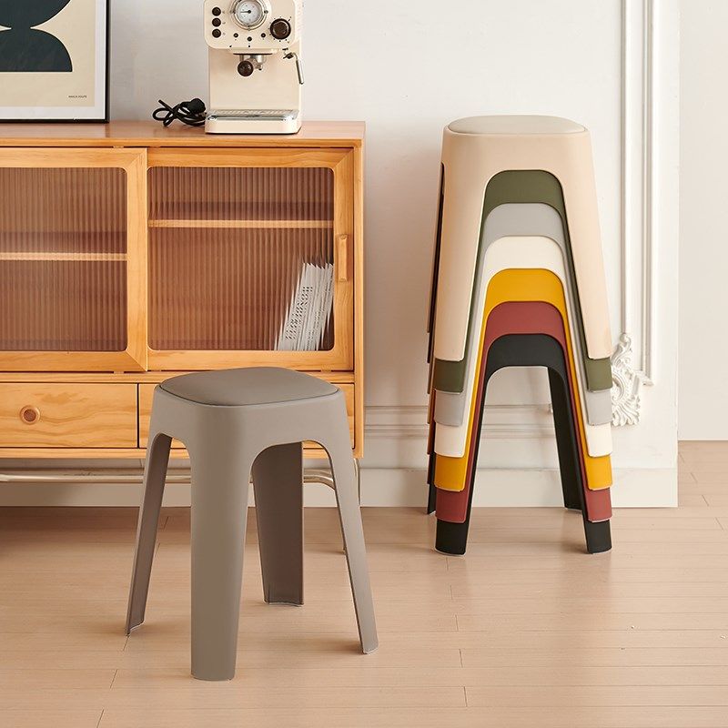 塑料凳子家用可叠放软包方凳现代简约高板凳结实耐用客厅餐桌椅子,住宅家具,其它凳子,淘宝优惠券,粉丝福利购,淘宝优惠卷