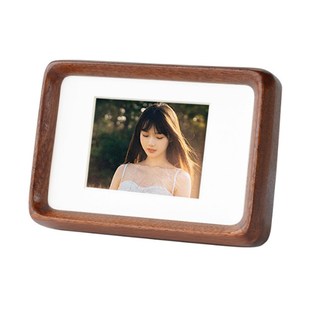 相框a4大小挂墙横版摆台高级感画框榫卯圆角黑胡桃木实木相框空框