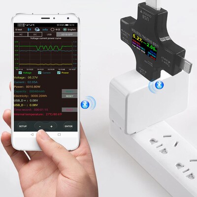 Color TFT USB tester Bluetooth Type-C PD Digital voltmeter v