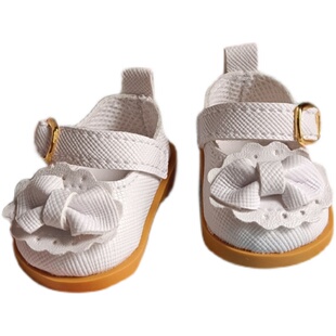 娃鞋20cm厘米棉花娃娃鞋子黑色粉色白色公主鞋可爱小皮鞋娃用配饰