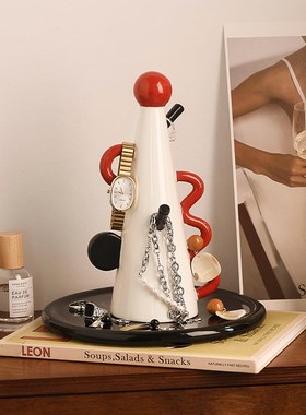 撞色陶瓷首饰钥匙收纳戒指中古风置物架玄关卧室梳妆台实用摆件