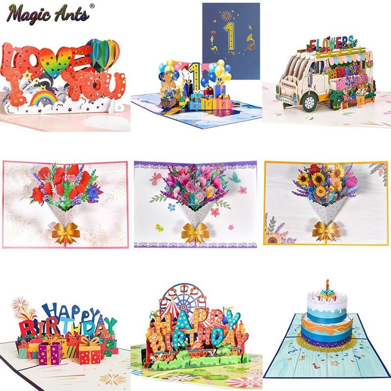 3D Pop-Up Cards Flowers Birthday Card Anniversary Gifts Post