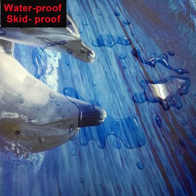 推荐3D Wallpaper Modern Waterfalls Dolphin Floor Tiles Mural