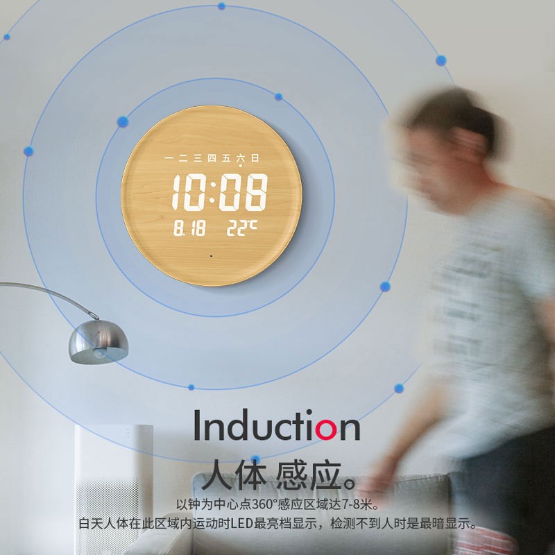 欧式简约装饰LED数显时t钟创意数字壁钟客厅家用轻奢高档挂钟