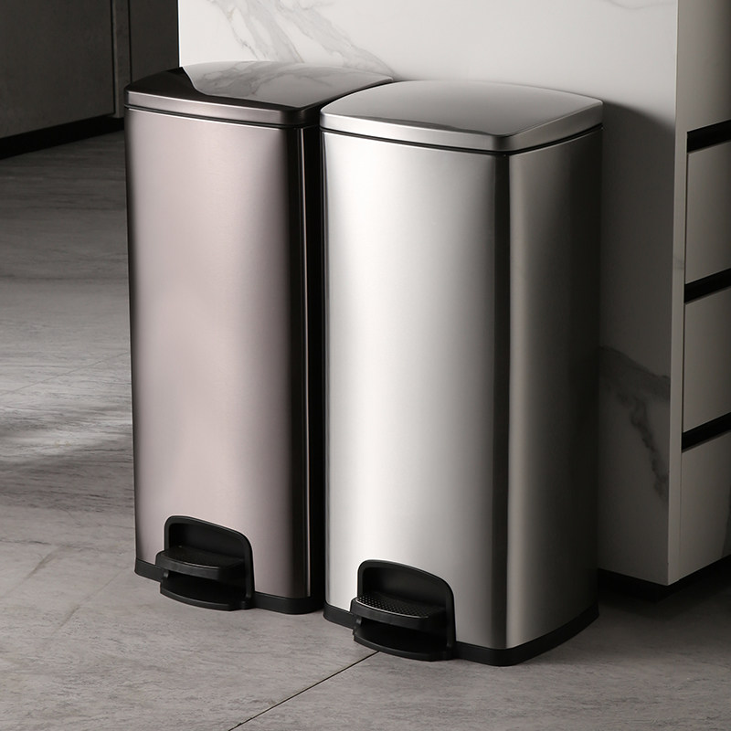 带盖子不锈钢垃圾桶脚踩商用厨房酒店饭厅脚踏大容量化妆室厕所