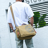 背包大容量帆布单肩斜挎包男潮流工装 新款 男士 翻盖挎差公文包
