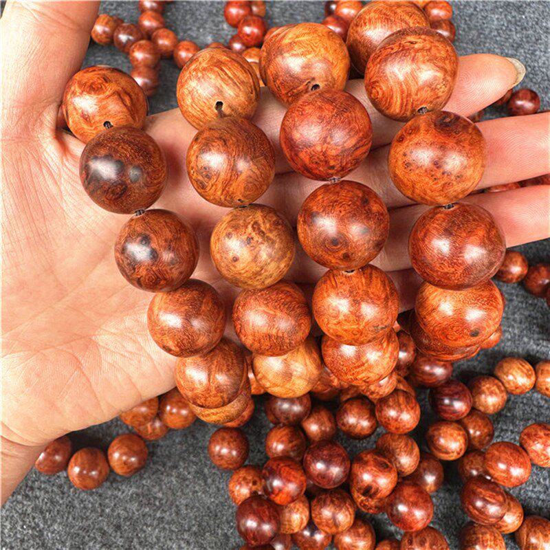 缅甸黄花梨手串满瘤疤草花梨瘿瘤2.0佛珠文玩手链大果紫檀水波纹