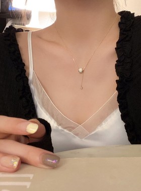 ins风极简高级感一颗珍珠吊坠蛇C骨细链锁骨链冷淡风小众设计项链