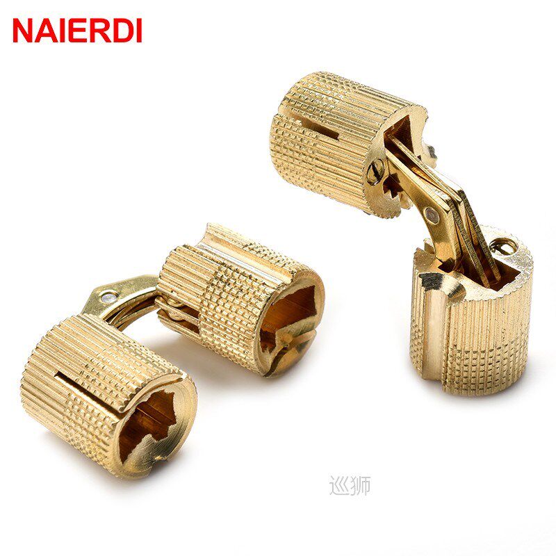 4PCS  Copper Brass Furniture Hinges 8-18mm Cylindrical Hidde