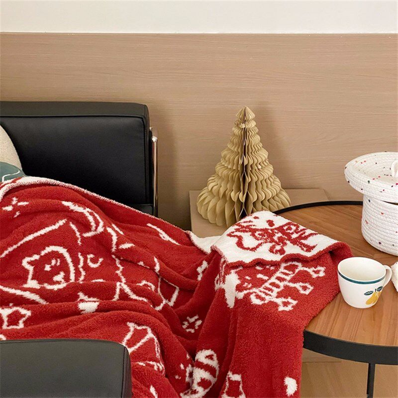 欧式圣诞节氛围感沙发盖毯休闲披肩毯办公室午睡小毯子半边绒毛毯