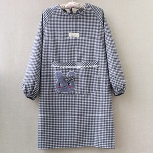 做饭工作服冬季 长袖 护衣大褂 围裙家用厨房纯棉布料带袖 罩衣女新款