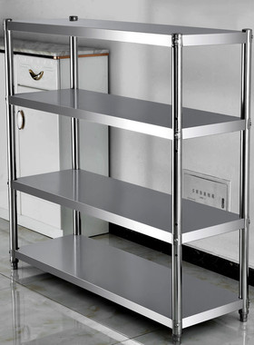 不锈钢货架厨房置物n架3层加厚多功能储物架酒店厨具收纳微波炉架