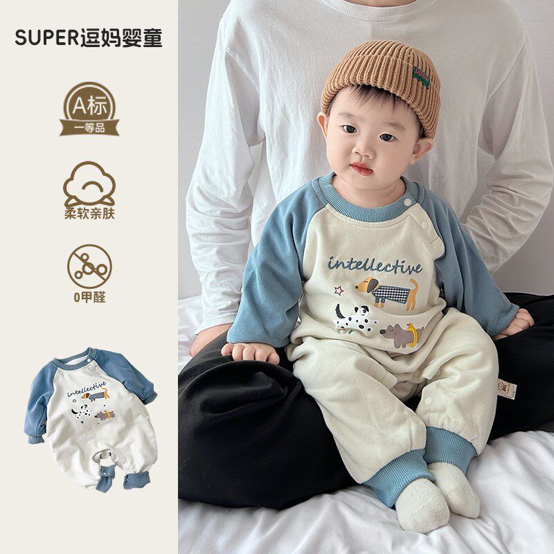 超萌婴儿服秋款外出服宝宝连体衣春秋款韩版洋气婴幼儿满月百天秋