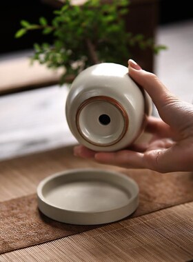 瓷米件白瓷绿茶杯微景观汝提根榆树植盆景禅意茶室客厅桌面摆9872