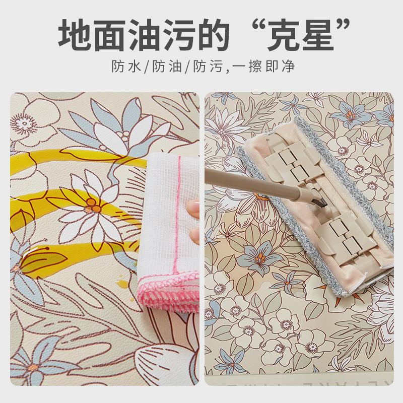 侘寂风厨房地垫防油防水皮革脚垫家用防脏防污耐脏免清洗长条地毯