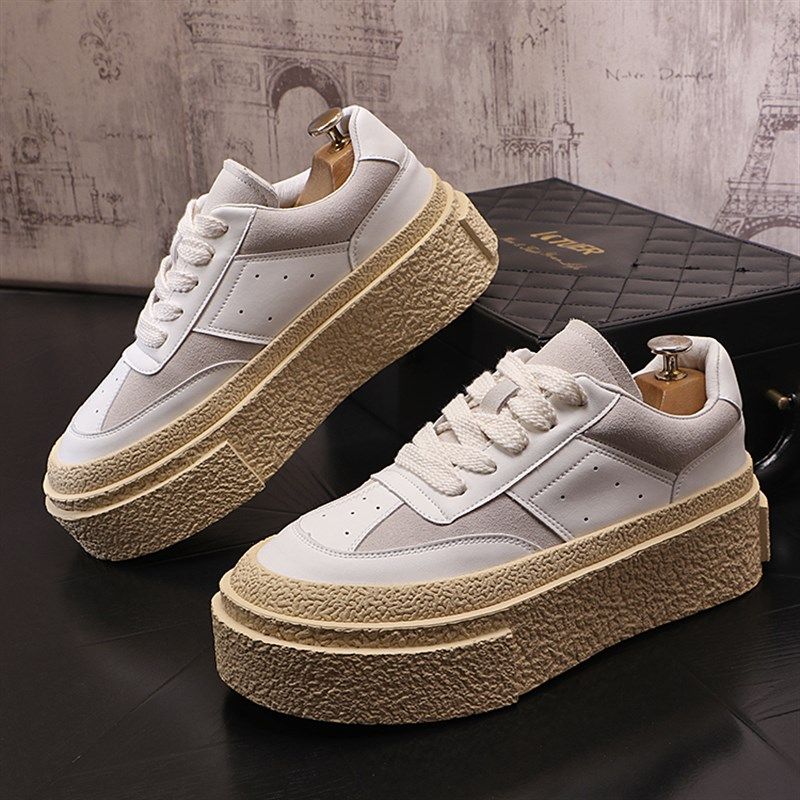 松糕鞋男系带小白鞋厚底板鞋韩版潮流百搭休闲鞋青年男鞋子运动鞋,流行男鞋,时尚休闲鞋,淘宝优惠券,粉丝福利购,淘宝优惠卷