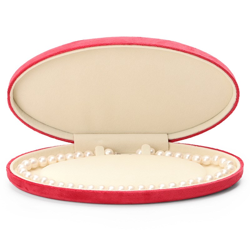椭圆形首饰盒珍珠项链盒子高级感耳钉套装绒布珠宝V礼盒饰品包装