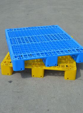 1111网格川字型塑料托盘塑胶J栈板蓝色拖车垫仓卡板
