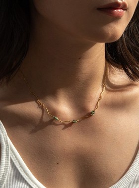 不锈钢18K镀金亚克力彩色传珠花朵项链女 外贸热销项Y饰品一件代