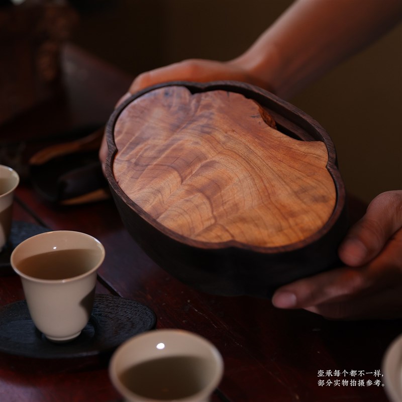 木头储水茶盘壶承湿泡台蓄水茶承手工大漆茶台日式干泡台建水茶具