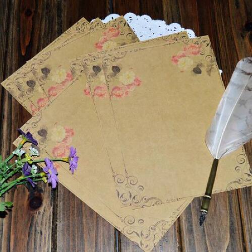 速发8Pcs/Pack Vintage Kraft Envelope Letter Pad Set Valentin