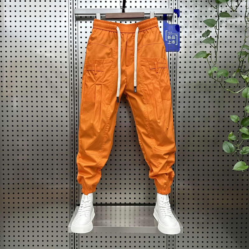 MAROLIO打造帅气型男范~夏季薄款工装裤男韩版显瘦束脚休闲九分裤