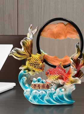 如鱼得水年年有余摆件家居客厅酒柜电视柜玄关装饰品乔迁新居礼品