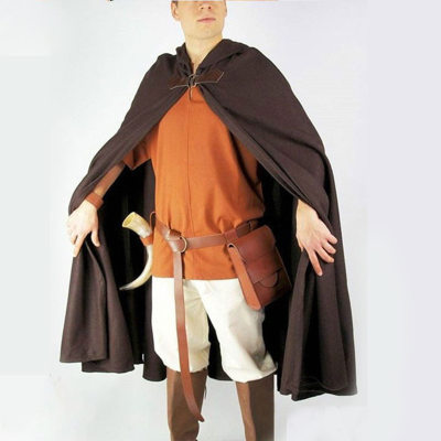 极速Halloween Men's Hooded Cloak Century Vampire Cape Pirate