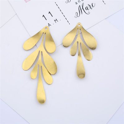 网红10Pcs Raw Brass Leaves Charms Flower Leaf Feather Sets C