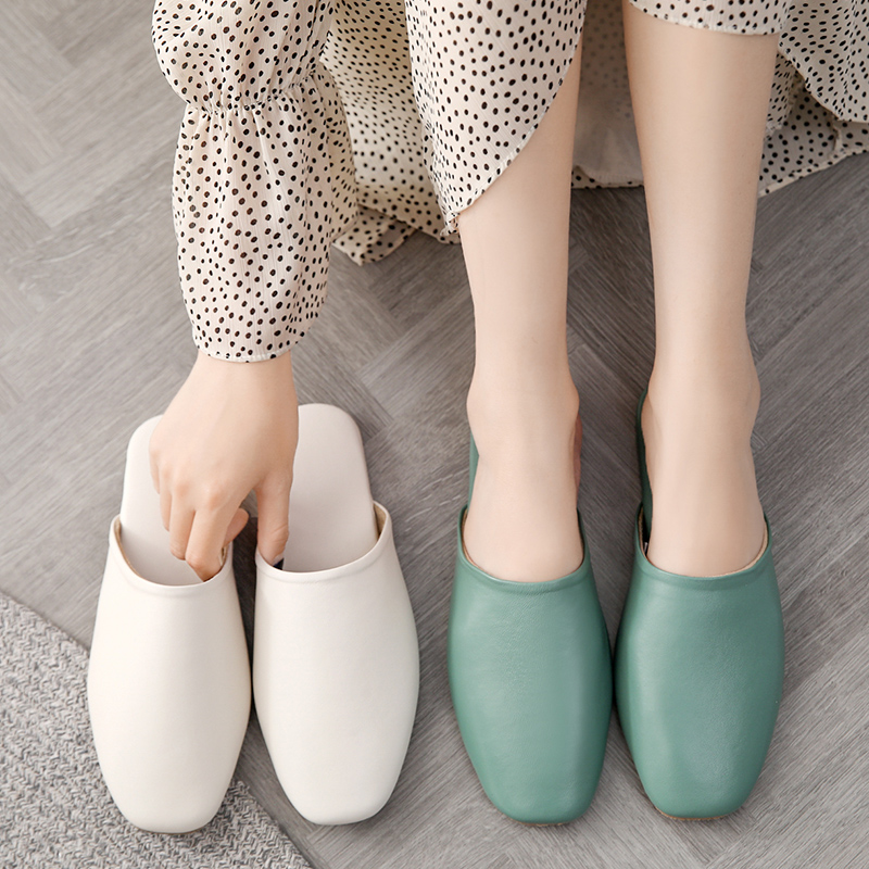 夏季羊皮真皮拖鞋女家用男室内木地板软底静音无声家居办公室居家