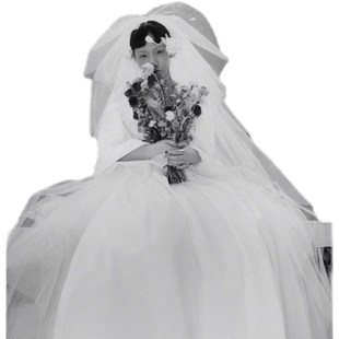 时尚新娘结婚拍照头纱长款多层蓬蓬硬纱影楼拍片头饰化妆造型配件
