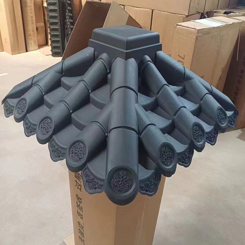 围墙柱帽大门柱头盖帽门垛柱子压顶瓦中式复古墙头装饰树脂塑料瓦