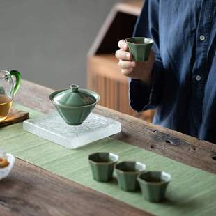 现货速发越窑青瓷盖碗茶杯单个家用泡茶碗带盖子功夫茶具不烫手陶